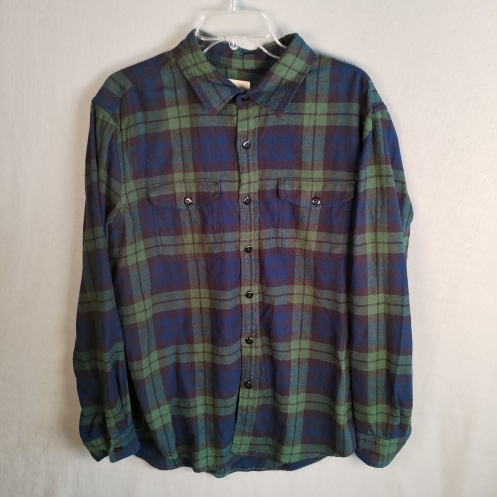 American Eagle Mens XL Flannel‎ Shirt Black Watch Plaid Green Blue Tartan Cotton